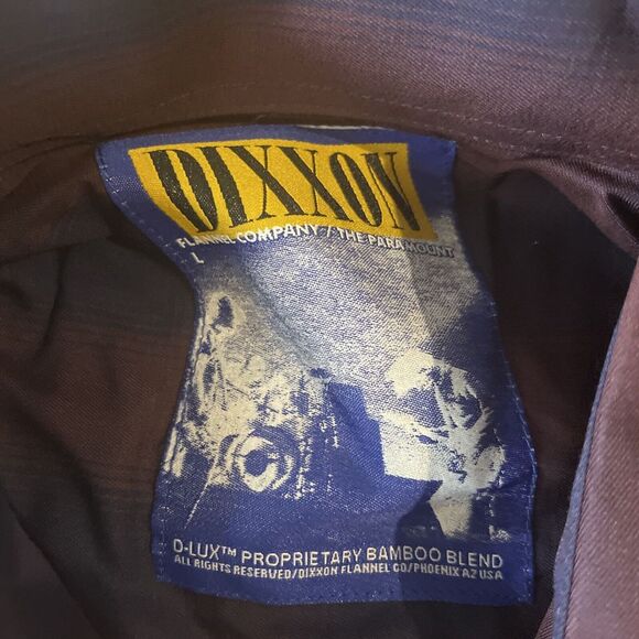 DIXXON Flannel Co Paramount Bamboo Shirt Short Sleeve Blue Wine Paid Men's L - Picture 3 of 3